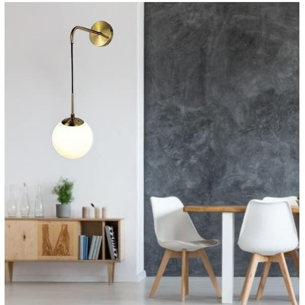 Image of Modern Globe Wall Lamp /Wall Light for Bedroom, Living Room, Restaurants, Dining, Coffee Shop, Home and Office,Golden (Corded Electric) with Bulb