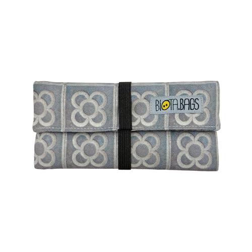 BIOTABAGS - Pitillera Tabaco de Liar, Tabaquera Panot Flor Barcelona, Tela Pet Reciclado, Souvenir Artesanal Sostenible Fumador