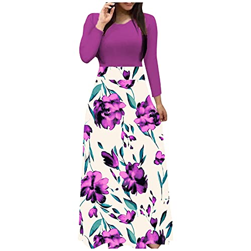 Women African Printed Maxi Skirt Flared Skirt A Line Long Skirts Purple