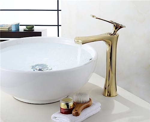 Robinet de lavabo entièrement en cuivre noir et or brossé pour salle de bain élégante
