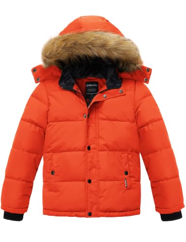 Image of Wantdo Boys' Winter Coat Warm Puffer Jacket Waterproof with Faux Fur Hood