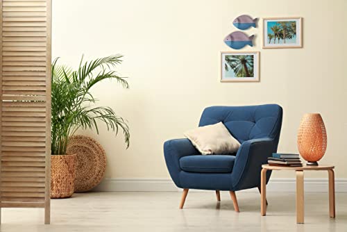 Cswljs 2Pc Beach Decor For Home Or Ocean Decor Fish Hanging Wall Art Coastal Decor Ocean Bathroom Decor Nautical Wall Decor, Fish Decor For Bathroom, Patio Or Pool. Blue And Pink Wooden Vintage #TOP3