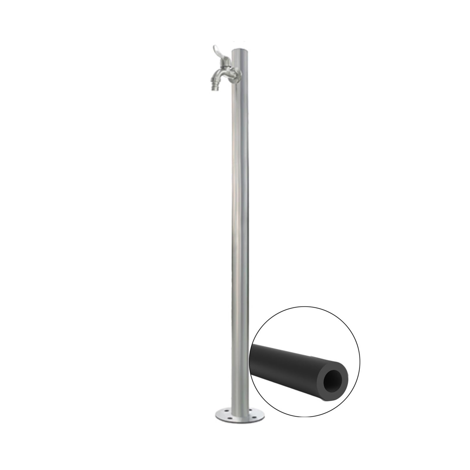 Columna vertical de jardín de acero inoxidable para regar, soporte de manguera anticongelante, dispensador de hidrantes de incendios (4,5 x 95 cm)