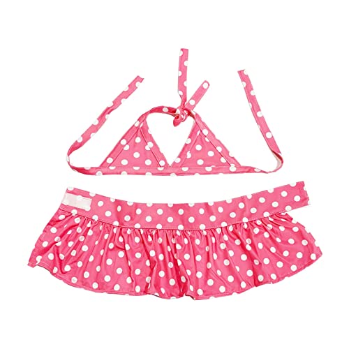 Image of Dog Bikini Swimsuit Summer Puppy Bathing Dress Beach Clothes Cat Costume for Puppy Dog Cat (S, Pink Polka dots)