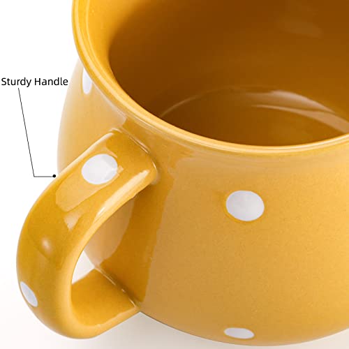 Avla Ceramic Campfire Coffee Mugs Set Of 4, 10 Ounce Porcelain Specialty Coffee Drinks Hot Chocolate Mugs With Handle, Creative Mug Tea Cup Set For Kids Party, Polk Dot, Assorted Color #TOP6