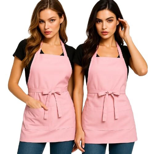 Didart Handmade Delantal Cocina Mujer - Pack 2 unidades. Niña y Niño - 3 Bolsillos. Camarera Cocinera.Mandil cocina mujer.(ROSA 83)