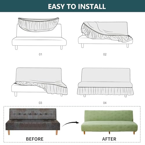 Housse de canapé-lit extensible et lavable pour futon de salon