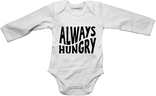 Always Hungry - Baby Grow 0-3 months White Long Sleeve