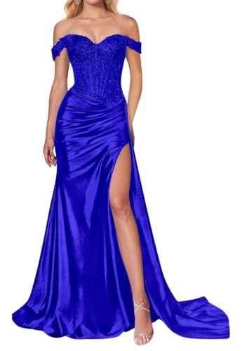 Robe de bal plissée en satin bleu marine : l'élégance glamour pour grande taille