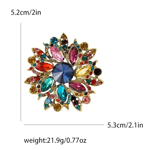 Image of Trendy Large Rhinestone Flower Brooches 8-color for Women Luxury Office Party Casual Pins Jewelry Accessories Gifts