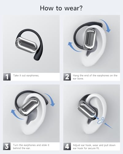 Image of Open Ear Headphones - 2026 Bluetooth 5.4 Ear Earbuds Wireless with ENC Mic Noise Canceling,50H Playtime,7.5g Lightweight Comfort,IPX7 Sweat Resistant，Adjustable Ear Hooks for Sports Running,Workout