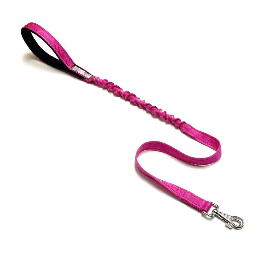Dog Lead With Shock Absorbing Bungee Cord Training Walking Leash Soft Padded Handle (45" (1.1 Metres), Cerise) — image 1