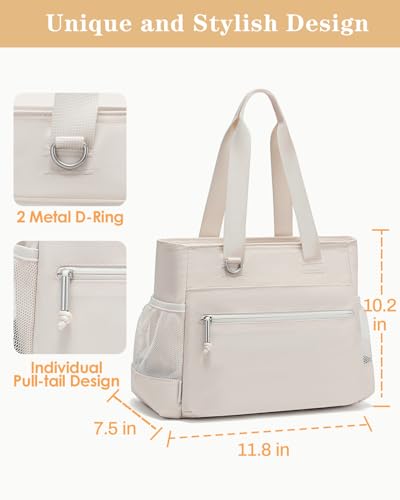 GLENKEY Insulated Lunch Box Lunch Bag Tote - Large Leakproof Cooler Bags for Women - Soft Lunchbox for Adults Work Shift Picnic Travel Cream 10L — view 2