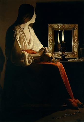 Peinture pour décoration salon Georges De La Tour La Madeleine pénitente format 60x90cm