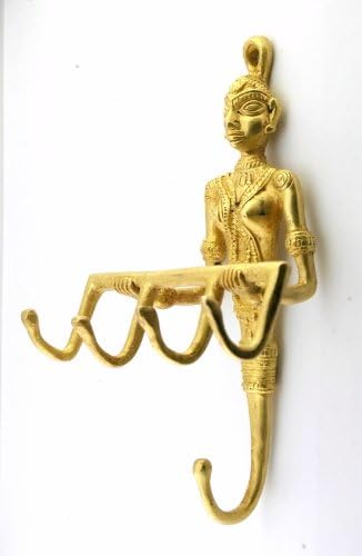 Karmakara Unique Brass Key Coat Hanging Wall Hook Goddess Figurine
