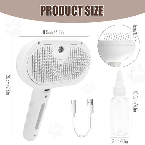 Katzenbürste mit Dampf, Dampfbürste Katze für Langes/Kurzes Haar, Katzenkamm Katzenpflegebürste für Massage,Pflege,Haarentfernung Tierhaarbürste für Katzen, Hunde, Kaninchen