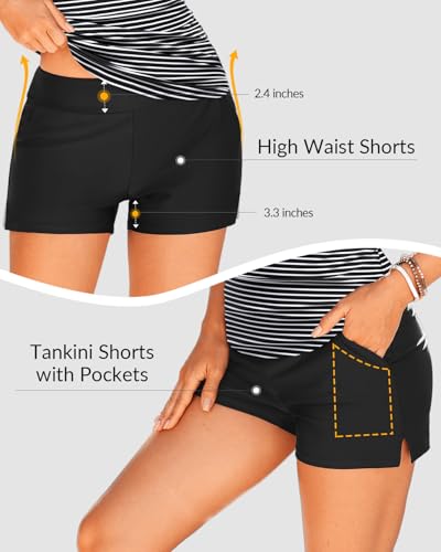 Image of Talisea Tankini Two Piece with Shorts - Womens Tummy Control Swimsuit with Pockets Bathing Suit with V-Wire Boy Shorts