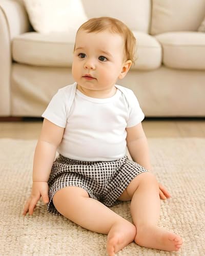 3 Pack Toddler Baby Girl Boy Gingham Shorts Infant Plaid Seersucker Casual Elastic Waist Shorts Pants Bottoms Summer3