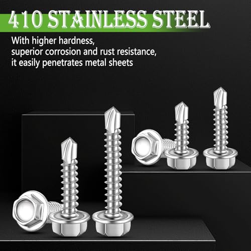 image for mxuteuk 300PCS #8#10 Self Tapping Screws for Metal,410 Stainless Steel
