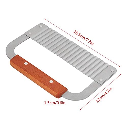 Image of Crinkle Cutter Knife for Potato, French Fries & Vegetables | Stainless Steel Wavy Blade Slicer with Wooden Handle | Multipurpose Cutter for Chips, Fruits, Soap & Garnishing | 1 PCS
