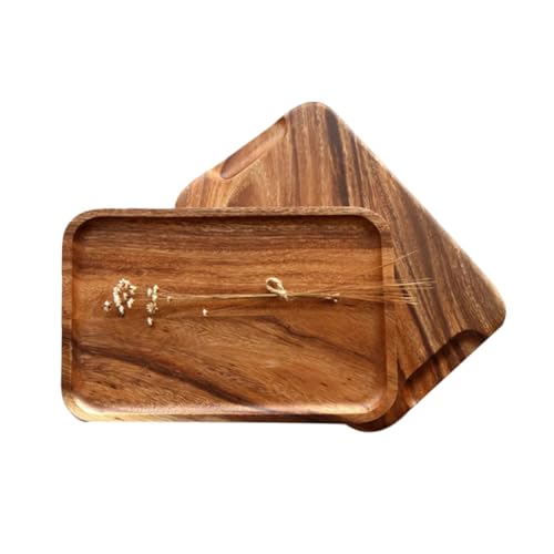 Unomor Wood Dinner Plate Solid Wood Snack Tray Smooth Easy to Clean for Home Kitchen Restaurant