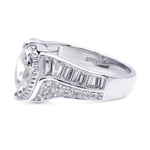 BERRICLE Sterling Silver Halo Wedding Engagement Rings Marquise Cut Cubic Zirconia CZ Woven Ring for Women, Rhodium Plated Size 4-103