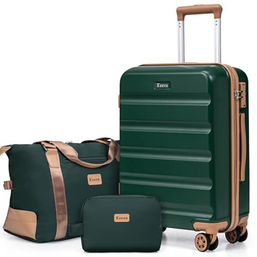 Image of 3 Piece Hardshell Luggage Set(20 inch /DB /TB,DarkGreen)