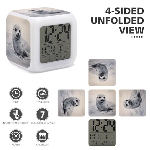 Reloj despertador digital inteligente LED con alarma programable y lámpara nocturna multicolor 4