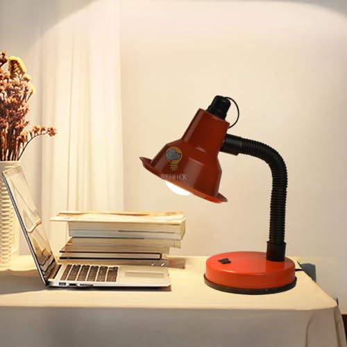 Image of LED Study Table Lamp with Adjustable Flexible Neck | Metal Desk Lamp for Reading, Study, Work from Home & Office Use | Eye Comfort Lighting for Students (Red)