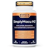 Simply Macu MD – Advanced Vision Support Supplement with Lutein, Zeaxanthin, Meso-Zeaxanthin & Astaxanthin – Bilberry Extract – Vegan, Non-GMO, Gluten Free – 30 Day Supply (30 Capsules)