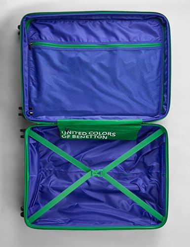 Image of United Colors of Benetton Mid Hard Luggage Emerald Plus - Black | Check-in Trolley Bag with TSA Lock | 360 Spinner Double Wheels | Telescopic Handle | PC Shell Suitcase | 65cm | 82L Capacity
