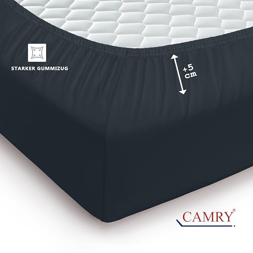 Camry Spannbettlaken Topper 180x200cm Anthrazit Baumwolle Bettlaken Jersey Spannbetttuch Oeko-Tex 100 – Ansicht 4