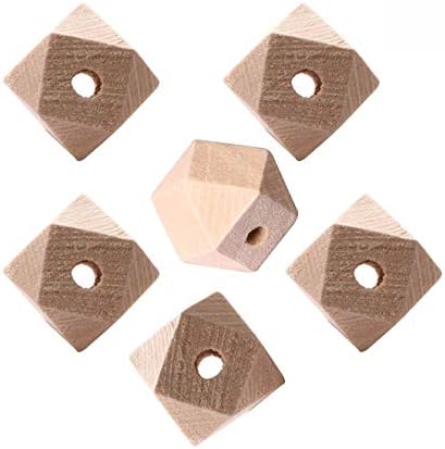 Penta Angel 50PCS 20mm//0.79" Unpainted Faceted Geometric Wood Beads Unfinished Natural Color Polygons Shape DIY Wooden Spacer Beads with 4mm Hole for Handmade Necklace(20mm)