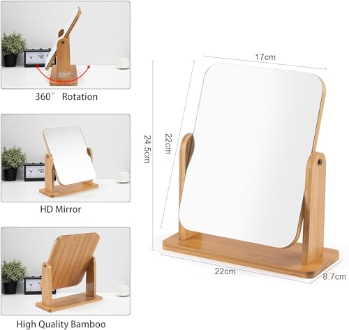 XFLYP Specchio da Tavolo in Legno per Trucco