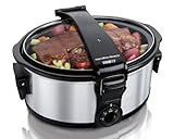 crock-pot 5 6 l multicoocker Las asas plegables se enganchan para el transporte y se doblan para guardarla.