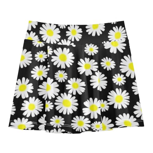 Joisal White Daisies Black Girls' Shorts Athletic Skorts Tennis Skirts for Kids Colored Girl Skort 3t