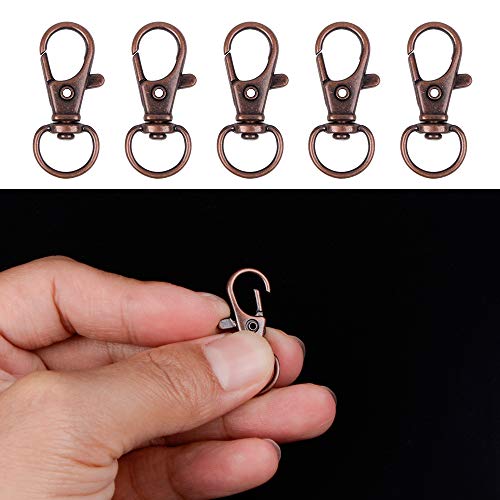 Image of 120PCS Premium Swivel Lanyard Snap Hook with Key Rings, Metal Keychain Hooks for Jewelry Making, Crafts (red Bronze)