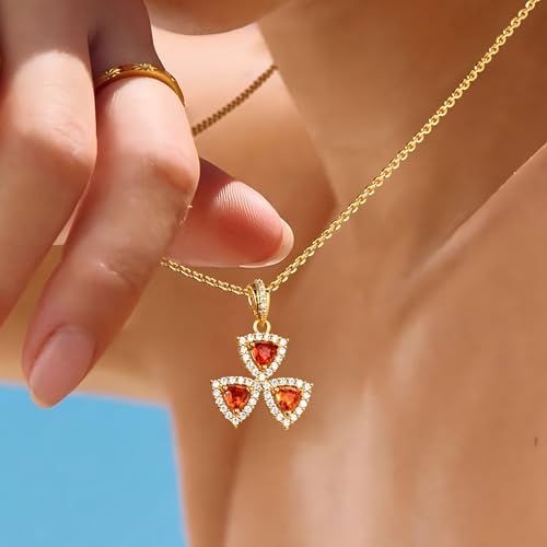 Fettero Gold Necklace for Women Dainty Clover Necklace 14K Gold Plated Cute Charm Necklaces Jewelry 3 Leaf Flower Pendant