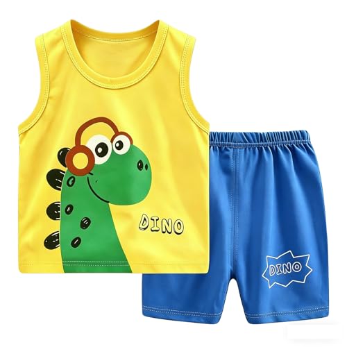 Image of Toddler Boys 4PCs Tank Top and Shorts Set Summer Clothes Cotton Outfits