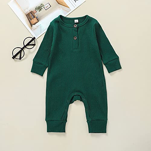 Niceclould Newborn Baby Boy Girl Knitted Romper Solid Long Sleeve One Piece Jumpsuit Bodysuit Playsuit Fall Winter Clothes (B-Green, 6-9 Months) #TOP1