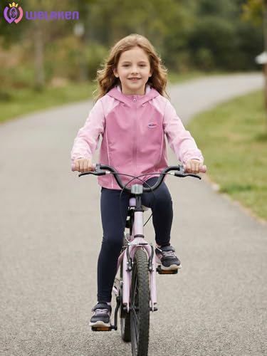 Image of WELAKEN Lightweight Jacket for Girls Kid Teen Waterproof Windbreaker Hooded Rain Coats with Pockets