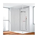 KERABAD Duschrückwand, Badrückwand, Duschverkleidung aus 3 mm Alu-Verbundplatte, 80x200cm,Aluminium Gebürstet