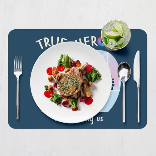 Sets de table True Heroes bleu en liège grand format 39.5x28.5cm finitions soignées