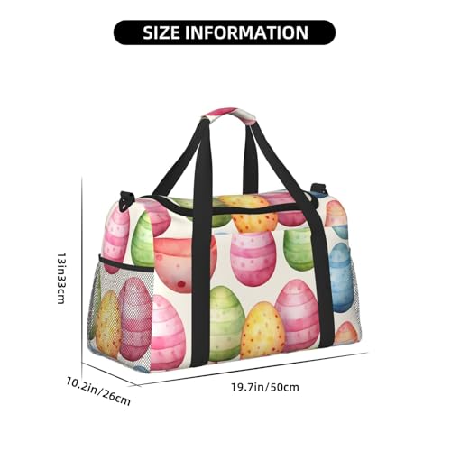 Easter Eggs Duffle Bag for Travel Colorful Sports Gym Tote Carry On Bag Large Shoulder Weekend Overnight for Workout4
