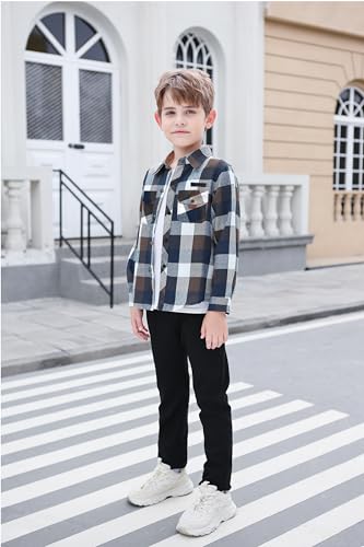 Image of Betusline Boy and Men Button Down Plaid Shirt | Soft,Breathable and Comfortable Fabric