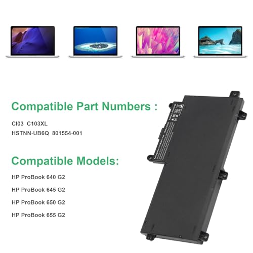 Image of ASUNCELL CI03 CI03XL Battery for HP ProBook 640 G2 645 G2 650 G2 655 G2, ProBook 640 G3 645 G3 650 G3 655 G3 Laptop, P /N: HSTNN-UB6Q HSTNN-LB6T HSTNN-PB6K 801554-001