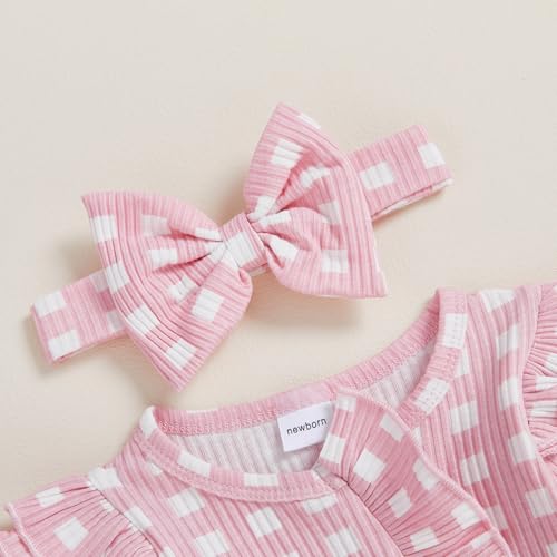 Newborn Baby Girl Clothes Ribbed Ruffle Romper Long Sleeve Zipper Onesie Jumpsuit Coming Home Outfit Girl4