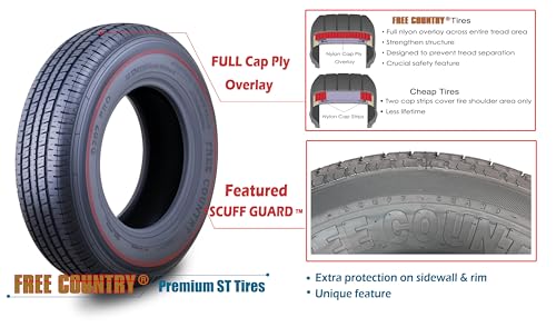 set of 4 Heavy Duty Trailer Tires ST205/75R15 205 75 15 10-Ply Load Range E Steel Belted Radial w/Scuff Guard