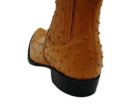 Men Genuine Ostrich Print Short Ankle Western j Toe Boots4