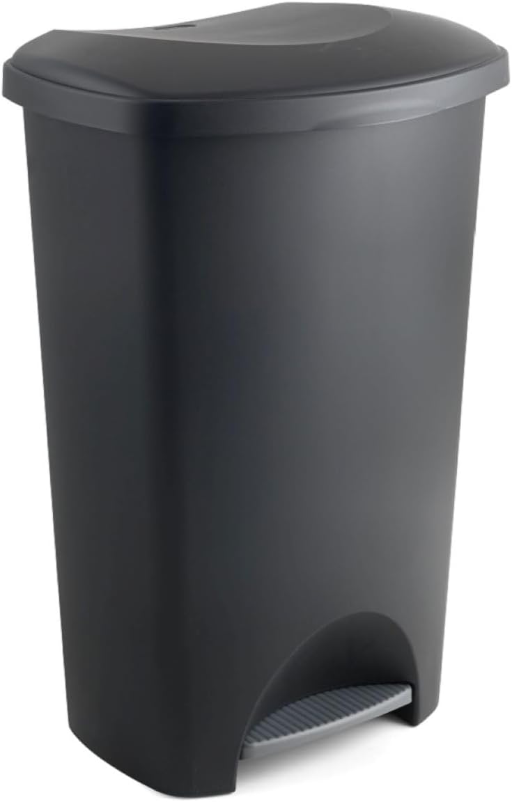 Addis Plastic Family Kitchen Utility Bin, 50 Litre, New Black with Silver Pedal